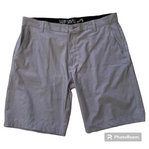 Surf Style Men’s Shorts Gray 36 Polyester Spandex Zip Fly Snap Pocket Back